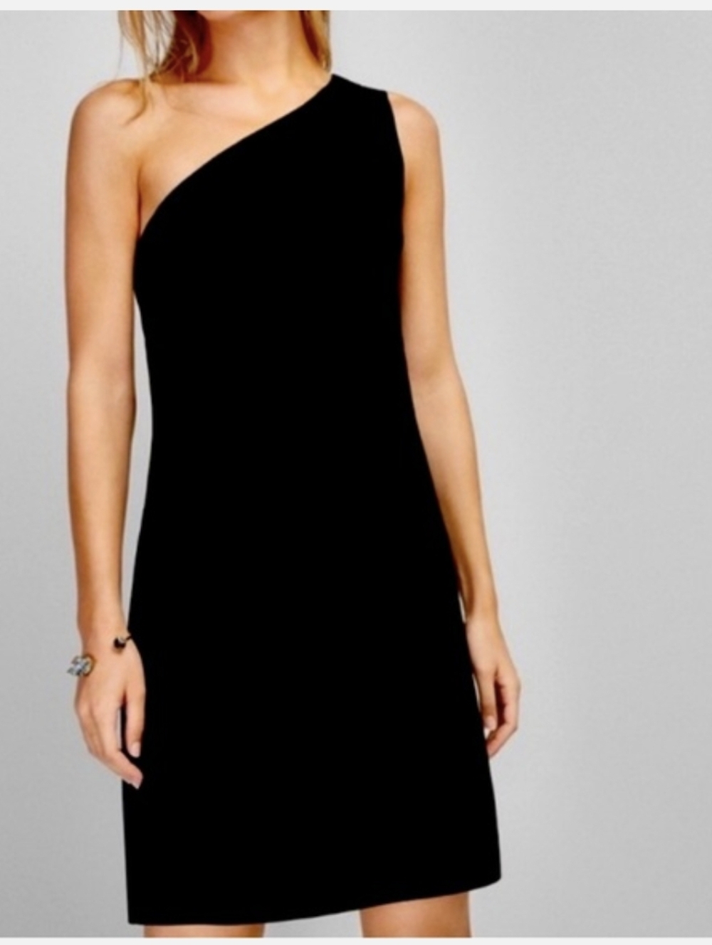 Massimo Dutti Women's Dress One Shoulder Black Cocktail Quiet Luxury Formal 4